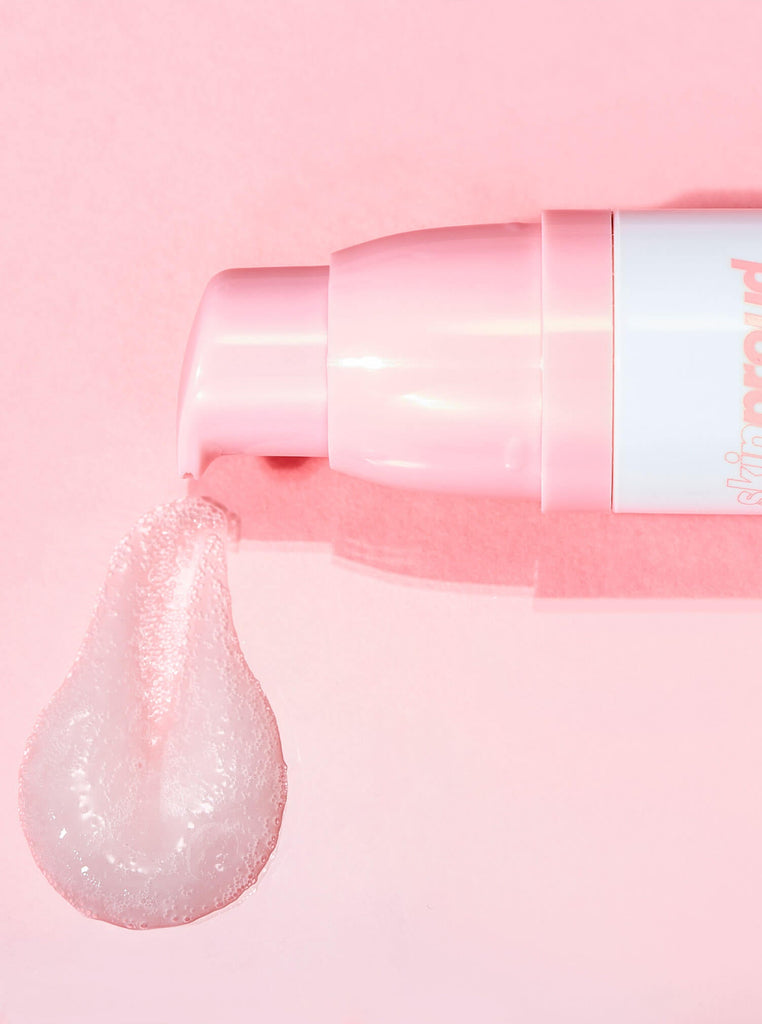 Close up of Bubble Burst Face Mask bottle with product swatch